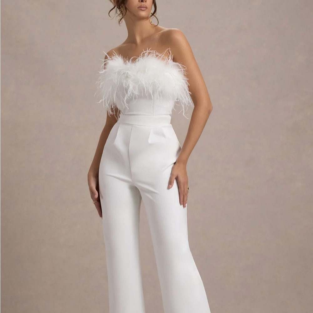 Club L London White Strapless Jumpsuit